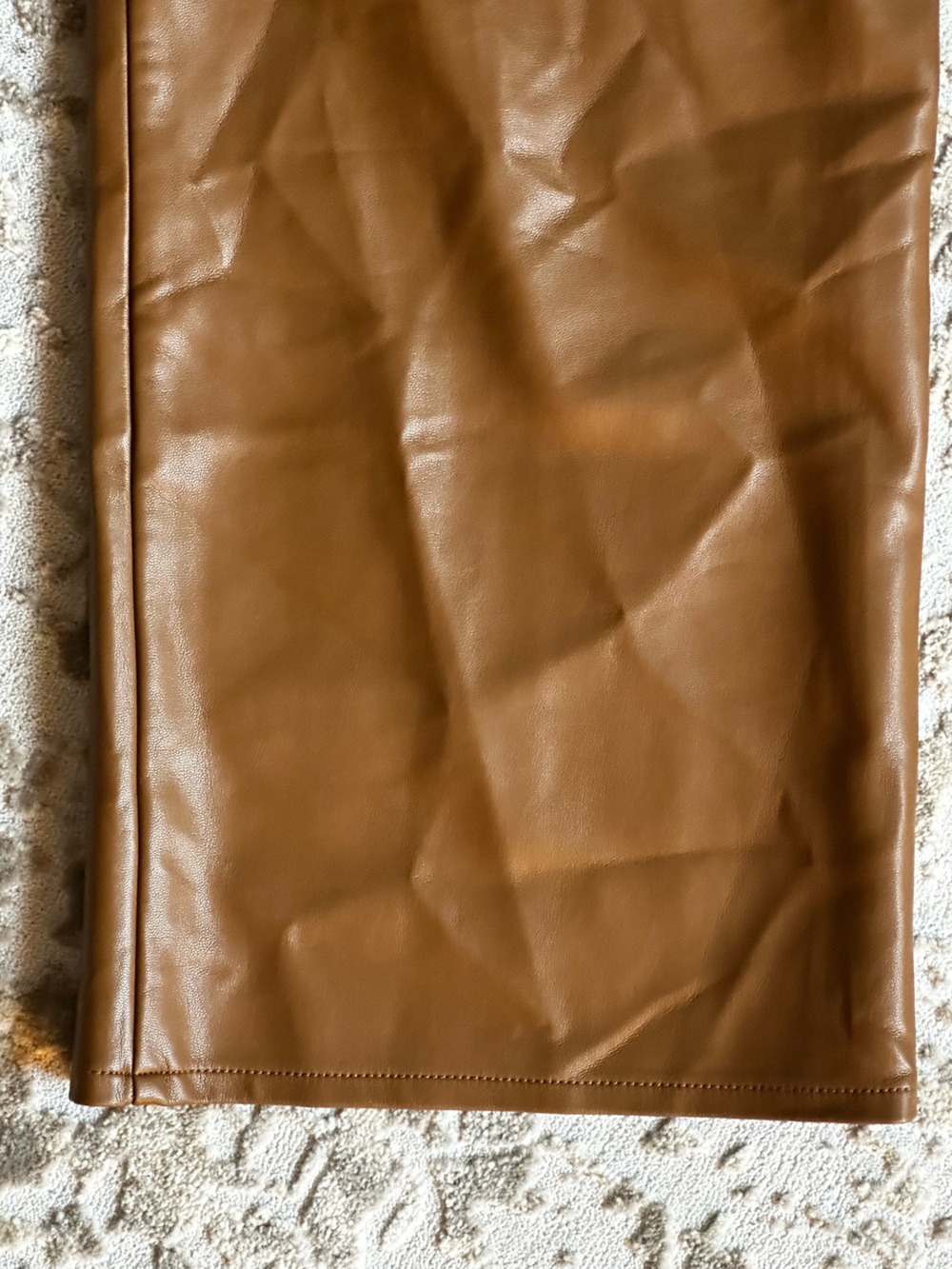 J. Crew Slim Wide-Leg Pants in Faux Leather, Brown Sugar Color - Picture 8 of 10